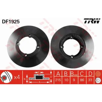TRW DF1925 - Jeu de 2 disques de frein avant
