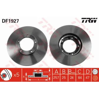 Jeu de 2 disques de frein avant TRW OEM DDF596