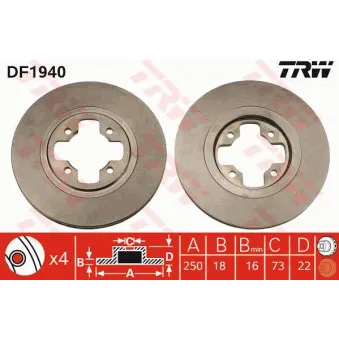 TRW DF1940 - Jeu de 2 disques de frein avant