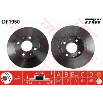 TRW DF1950 - Jeu de 2 disques de frein avant