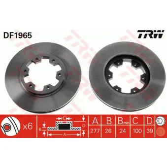 TRW DF1965 - Jeu de 2 disques de frein avant