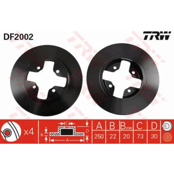 Jeu de 2 disques de frein avant TRW DF2002
