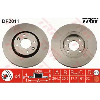 TRW DF2011 - Jeu de 2 disques de frein avant