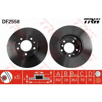 Jeu de 2 disques de frein avant TRW OEM 60-00-0120