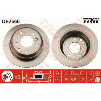TRW DF2560 - Jeu de 2 disques de frein arrière