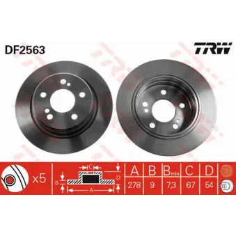 Jeu de 2 disques de frein arrière TRW DF2563