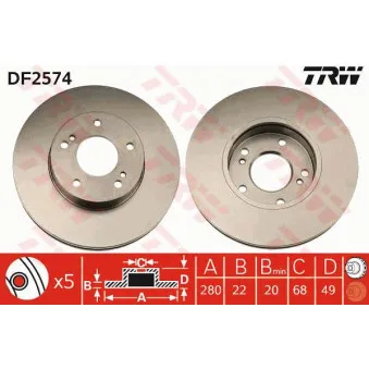 TRW DF2574 - Jeu de 2 disques de frein avant