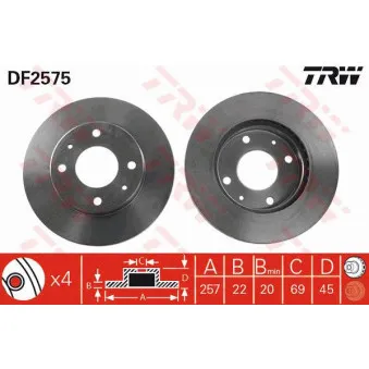 TRW DF2575 - Jeu de 2 disques de frein avant