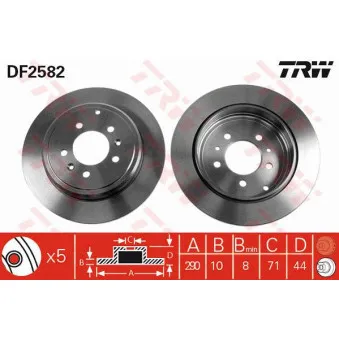 TRW DF2582 - Jeu de 2 disques de frein arrière