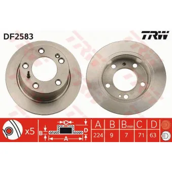TRW DF2583 - Jeu de 2 disques de frein arrière