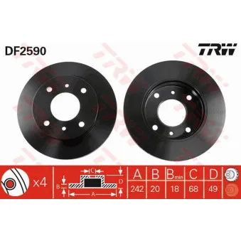 Jeu de 2 disques de frein avant TRW OEM 4020690J01 Jeu de 2 disques de frein avant TRW OEM 4020690J01