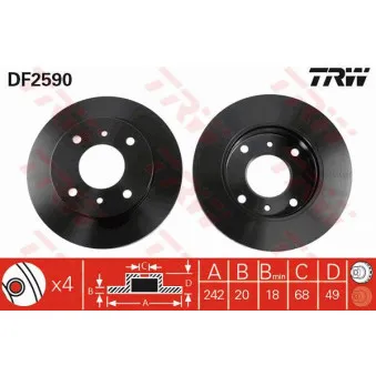 TRW DF2590 - Jeu de 2 disques de frein avant