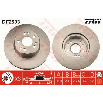 TRW DF2593 - Jeu de 2 disques de frein avant