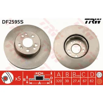Jeu de 2 disques de frein avant TRW OEM DDF1061C-1