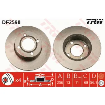 TRW DF2598 - Jeu de 2 disques de frein avant