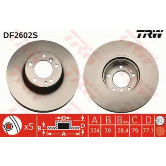 TRW DF2602S - Jeu de 2 disques de frein avant