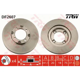 TRW DF2607 - Jeu de 2 disques de frein avant