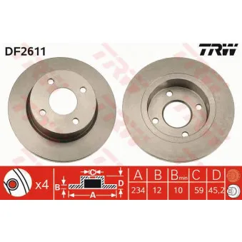 TRW DF2611 - Jeu de 2 disques de frein avant