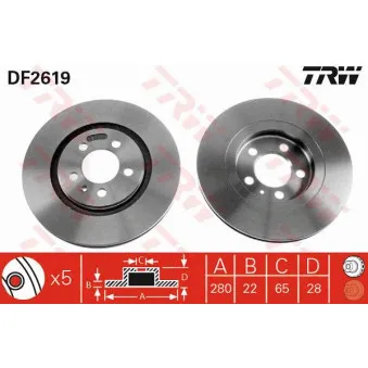 Jeu de 2 disques de frein avant TRW OEM 24.0122-0100.1