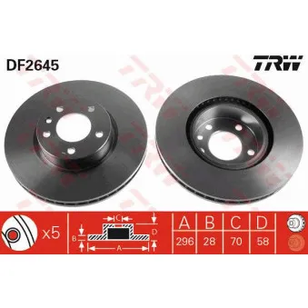 TRW DF2645 - Jeu de 2 disques de frein avant