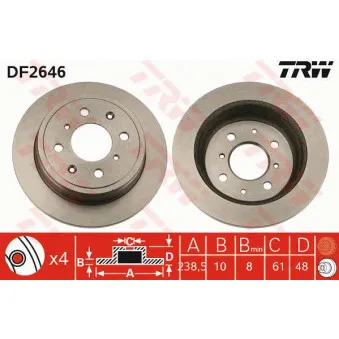 TRW DF2646 - Jeu de 2 disques de frein arrière