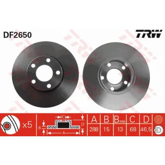 Jeu de 2 disques de frein avant TRW DF2650