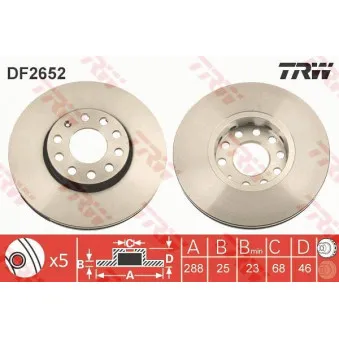 Jeu de 2 disques de frein avant TRW DF2652