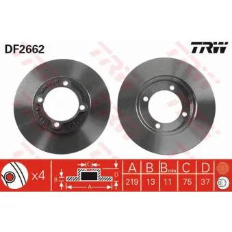 Jeu de 2 disques de frein avant TRW DF2662