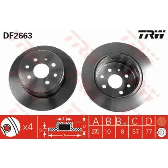 TRW DF2663 - Jeu de 2 disques de frein arrière