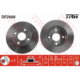 TRW DF2668 - Jeu de 2 disques de frein avant
