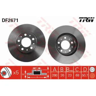 Jeu de 2 disques de frein avant TRW DF2671
