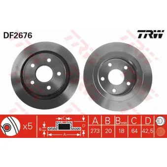TRW DF2676 - Jeu de 2 disques de frein arrière