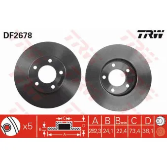 Jeu de 2 disques de frein avant TRW DF2678