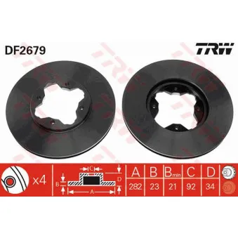 Jeu de 2 disques de frein avant TRW DF2679