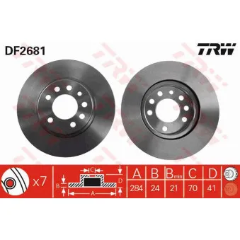 Jeu de 2 disques de frein avant TRW DF2681