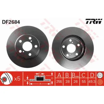 Jeu de 2 disques de frein avant TRW OEM 4351205020