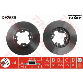 Jeu de 2 disques de frein avant TRW DF2689