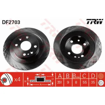 TRW DF2703 - Jeu de 2 disques de frein arrière