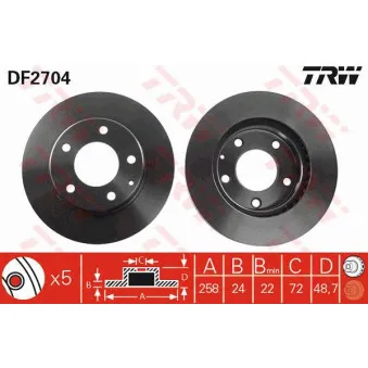 Jeu de 2 disques de frein avant TRW DF2704