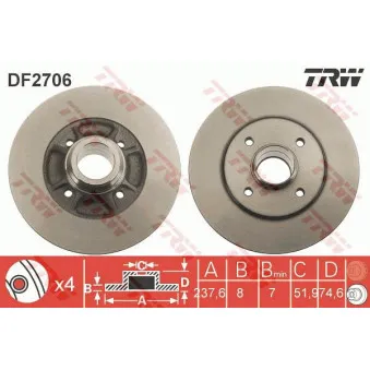 TRW DF2706 - Jeu de 2 disques de frein arrière