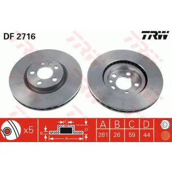 Jeu de 2 disques de frein avant TRW OEM 60-00-0616C
