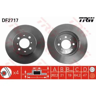 Jeu de 2 disques de frein avant TRW OEM HTP-HD-020