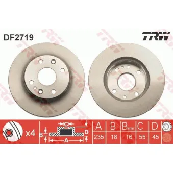 TRW DF2719 - Jeu de 2 disques de frein avant