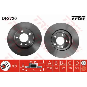 Jeu de 2 disques de frein avant TRW OEM 24.0124-0119.1
