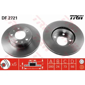 Jeu de 2 disques de frein avant TRW OEM 24.0124-0127.1