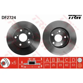 TRW DF2724 - Jeu de 2 disques de frein avant