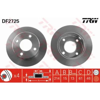 Jeu de 2 disques de frein avant TRW OEM 4020627B01