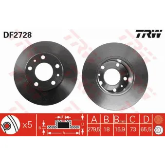 Jeu de 2 disques de frein avant TRW DF2728