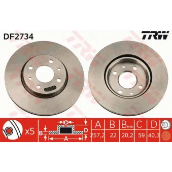 TRW DF2734 - Jeu de 2 disques de frein avant