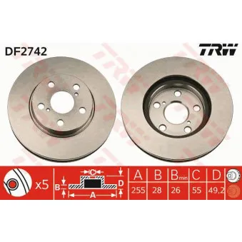Jeu de 2 disques de frein avant TRW OEM 24.0128-0116.1